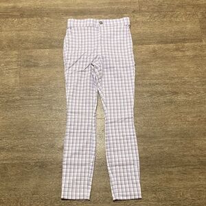 Hollister Purple and White Checkered ultra high rise pants